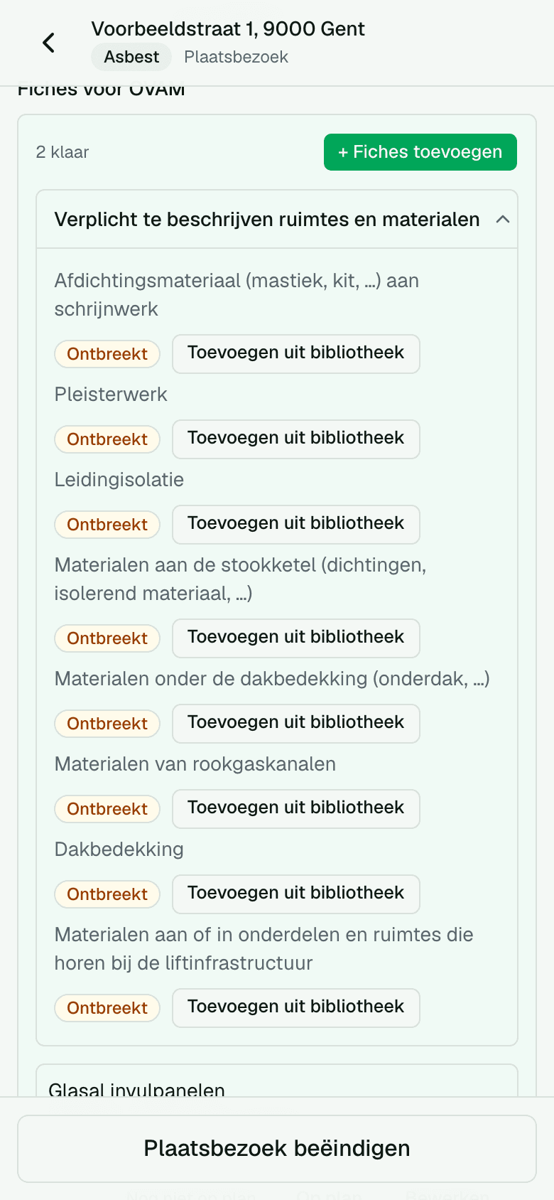 De checklist van verplichte ruimtes en materialen op de gsm